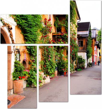 Цветочная улице в Австрийской деревне Гальштат