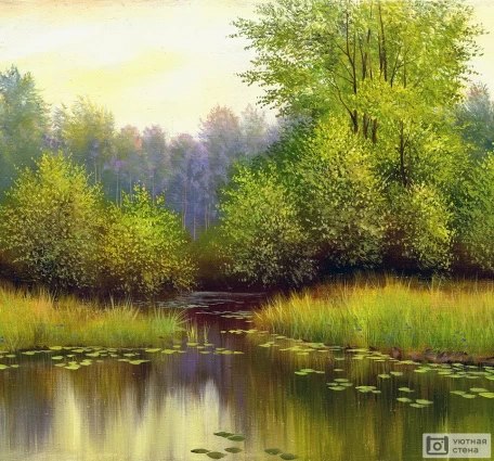 Прекрасный летний пейзаж. Масло на холсте