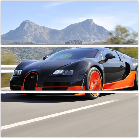 Bugatti Veyron Super Sport едет по дороге