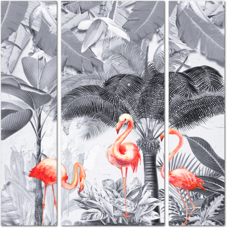 Тропическая композиция с фламинго