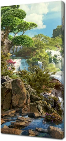 Пейзаж с красивым водопадом