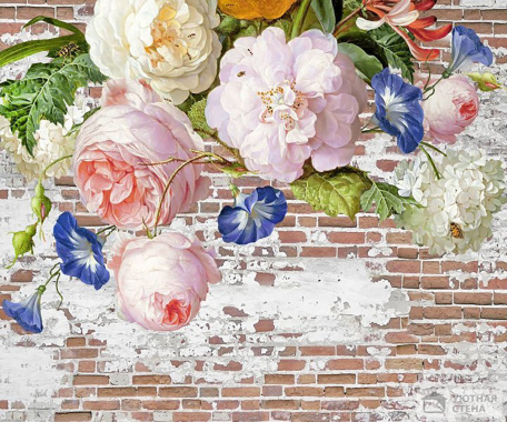 Шедевральные цветы на кирпичной стене