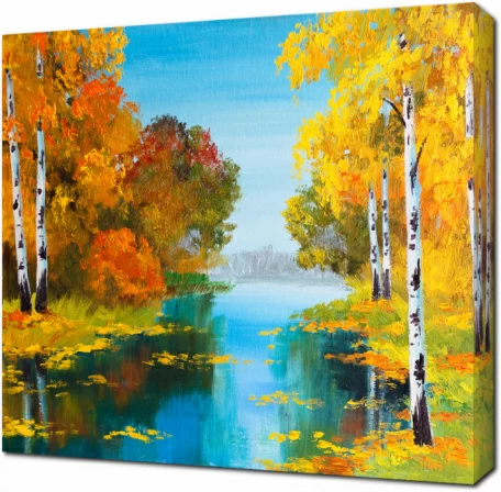 Река посреди осени