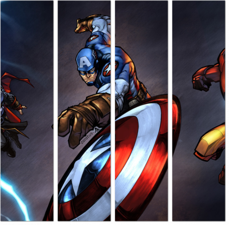 Мстители. Тор, Железный человек и капитан Америка