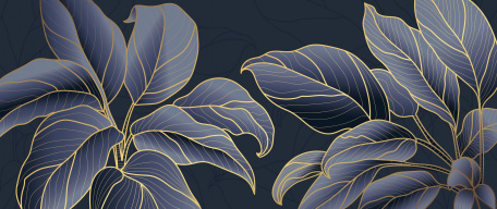 Роскошные синие листья с золотыми прожилками