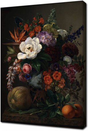 Дыня и цветы в вазе