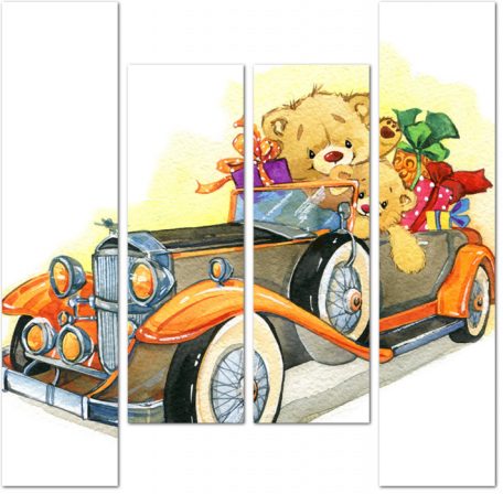 Медведь Тедди в ретро автомобиле
