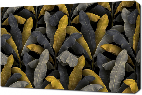 Фон с золотистыми банановыми листьями