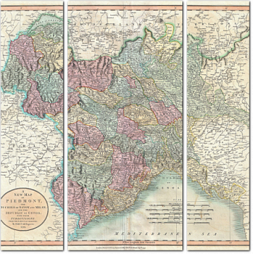 Географическая карта Италии. Милан 1799год