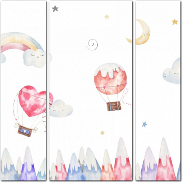 Волшебный акварельный фон с воздушными шарами