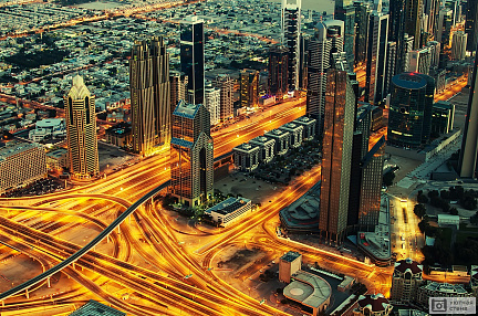 Фотообои Магистрали ночного города Дубай. ОАЭ
