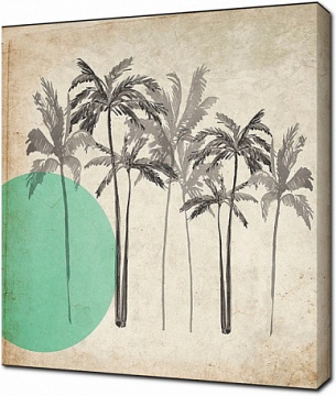 Пальмы тушью на состаренном фоне