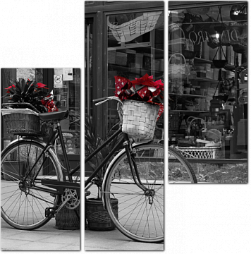 Велосипед на черно-белом фоне