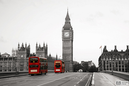 Фотообои Автобусы Лондона на фоне Вестминстерского дворца