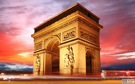 Фотообои Закат над Триумфальной аркой. Париж. Франция
