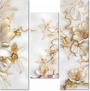 Объемные 3D золотые цветы