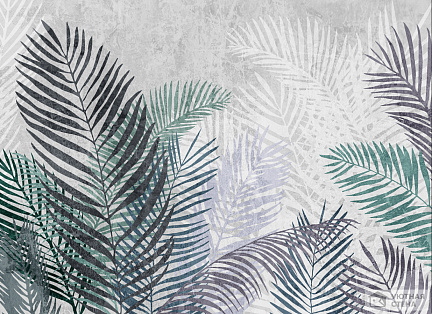 Пальмовые листьев на сером фоне