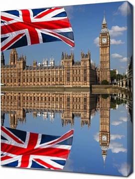 Вестминстерский дворец, отраженный в Темзе. Лондон. Великобритания