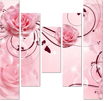 Розовые цветы 3D