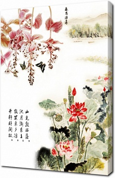 Китайские растения и бабочка