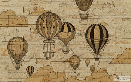 Воздушные шары на рельефной стене