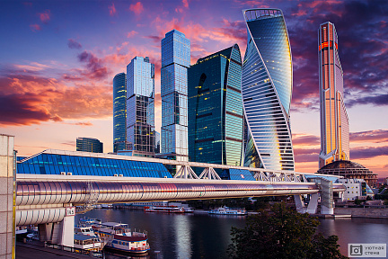 Фотообои Вид на Москва-Сити и пешеходный мост