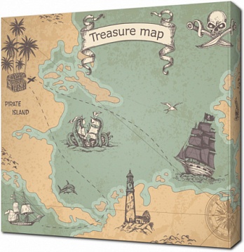 Пиратская карта с парусными судами
