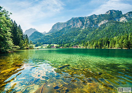 Фотообои Кристальное озеро на фоне Баварских Альп