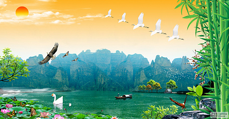 Птицы пейзажа в Китае