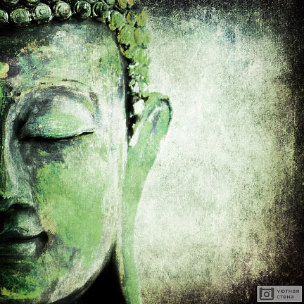 Зеленый фон с Буддой в стиле гранж