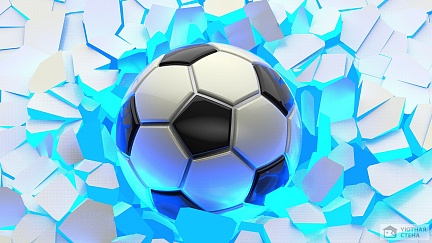 Футбольный мяч пробивающий стену