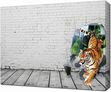Тигр прорывающийся свозь стену