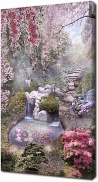 Водопад окруженный цветами