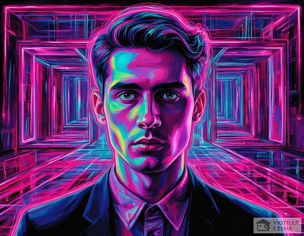 Картина мужчины в стиле неон
