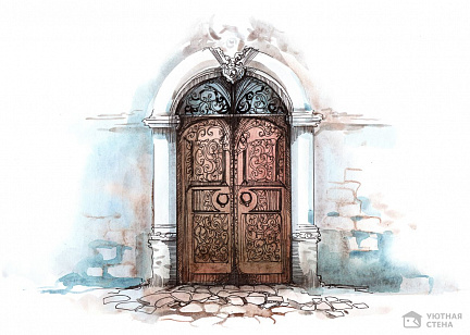 Фотообои Изящная акварельная дверь