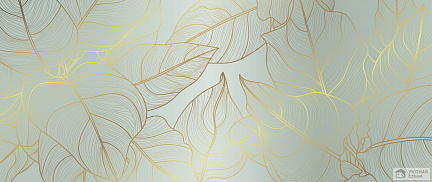 Рисунок листьев с золотыми линиями