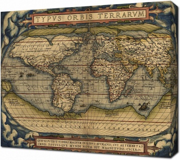 Старинная карта мира Ортелиуса. 1570 год