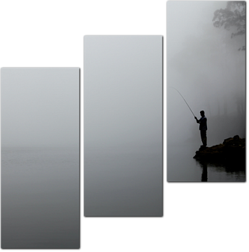 Рыбак в прохладном утреннем тумане