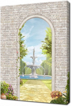 Кирпичная арка с фонтаном