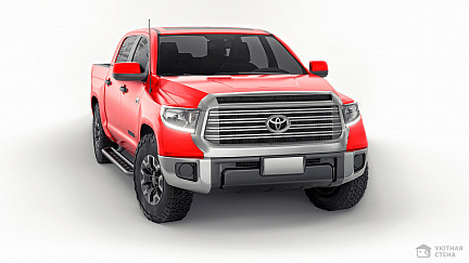 Toyota Tundra красный пикап на белом фоне