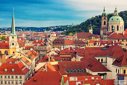 Фотообои Красные крыши домов Праги. Чехия