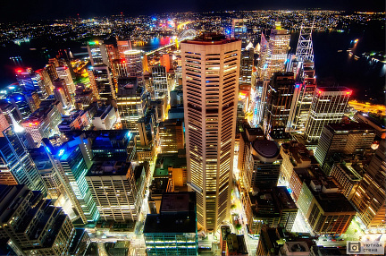 Фотообои Сидней в свете ночных огней. Австралия