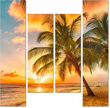 Пальмы на пляже  Карибский остров Барбадос