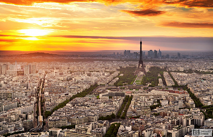 Фотообои Закат над Парижем. Франция