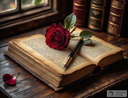 Старая книга с розой