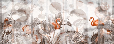 Листья пальм скрывающие фламинго