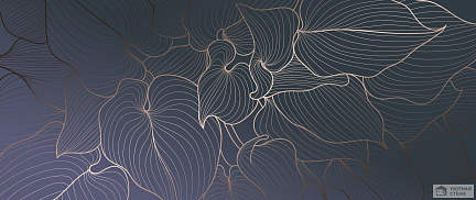 Линейный рисунок с листьями на темном фоне
