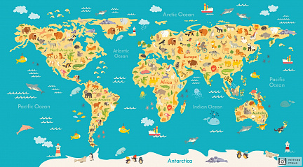 Карта с животными для малышей