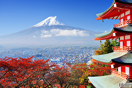 Красная пагода и гора Фудзи