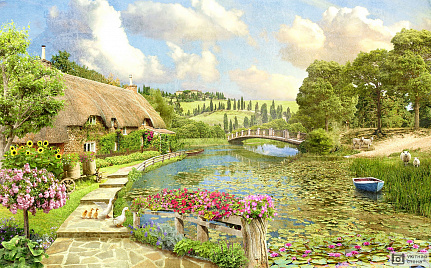 Изображение с домом у озера